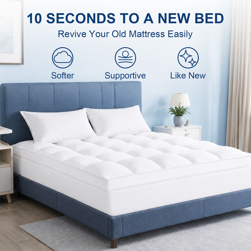 CHOKIT Luxury Soft 5D Spiral Fiber Mattress Topper, Extra Thick Mattress Pad Cover for Back Pain Relief, Cooling Breathable Pillow Top Protector with 8-21" Deep Pocket, All Season Bedding