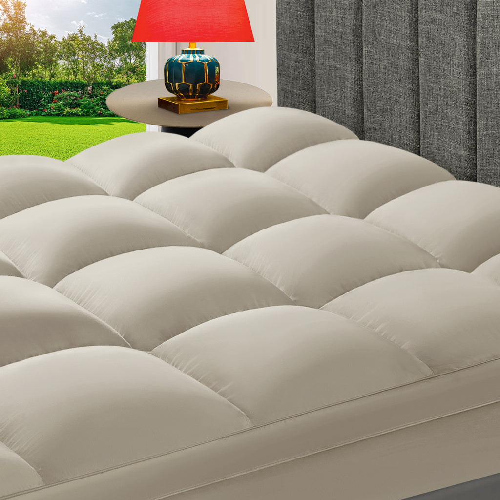 CHOKIT Luxury Soft 5D Spiral Fiber Mattress Topper, Extra Thick Mattress Pad Cover for Back Pain Relief, Cooling Breathable Pillow Top Protector with 8-21" Deep Pocket, All Season Bedding