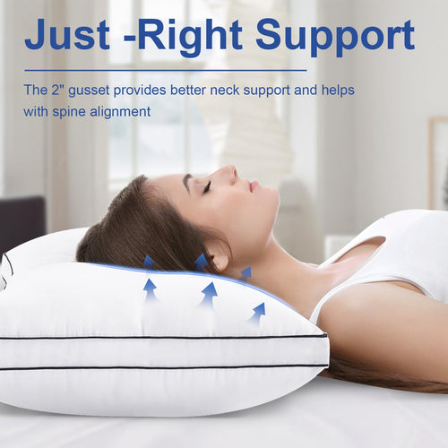 CHOKIT Premium Pillows Set of 2, Fluffy and Supportive 7D Down Alternative Bed Pillows, Luxury Soft Hotel Quality Gusseted Pillow for Side Back Stomach Sleepers, Relief Neck Head and Shoulder Pain