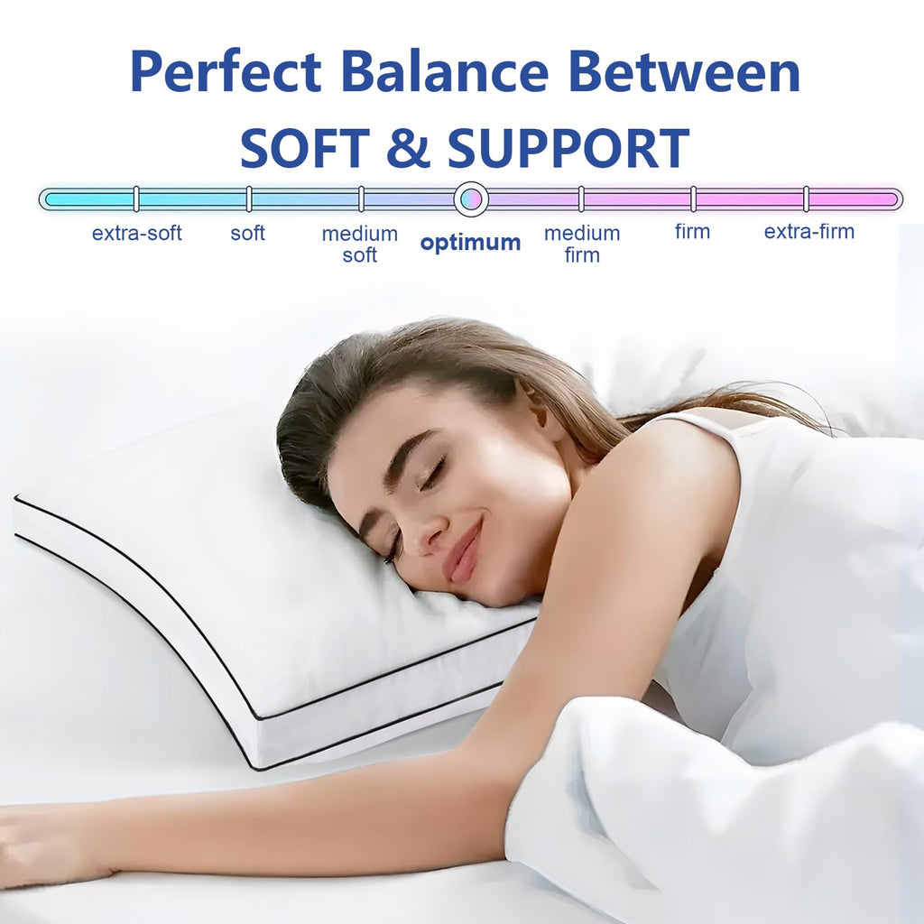 CHOKIT Premium Pillows Set of 2, Fluffy and Supportive 7D Down Alternative Bed Pillows, Luxury Soft Hotel Quality Gusseted Pillow for Side Back Stomach Sleepers, Relief Neck Head and Shoulder Pain
