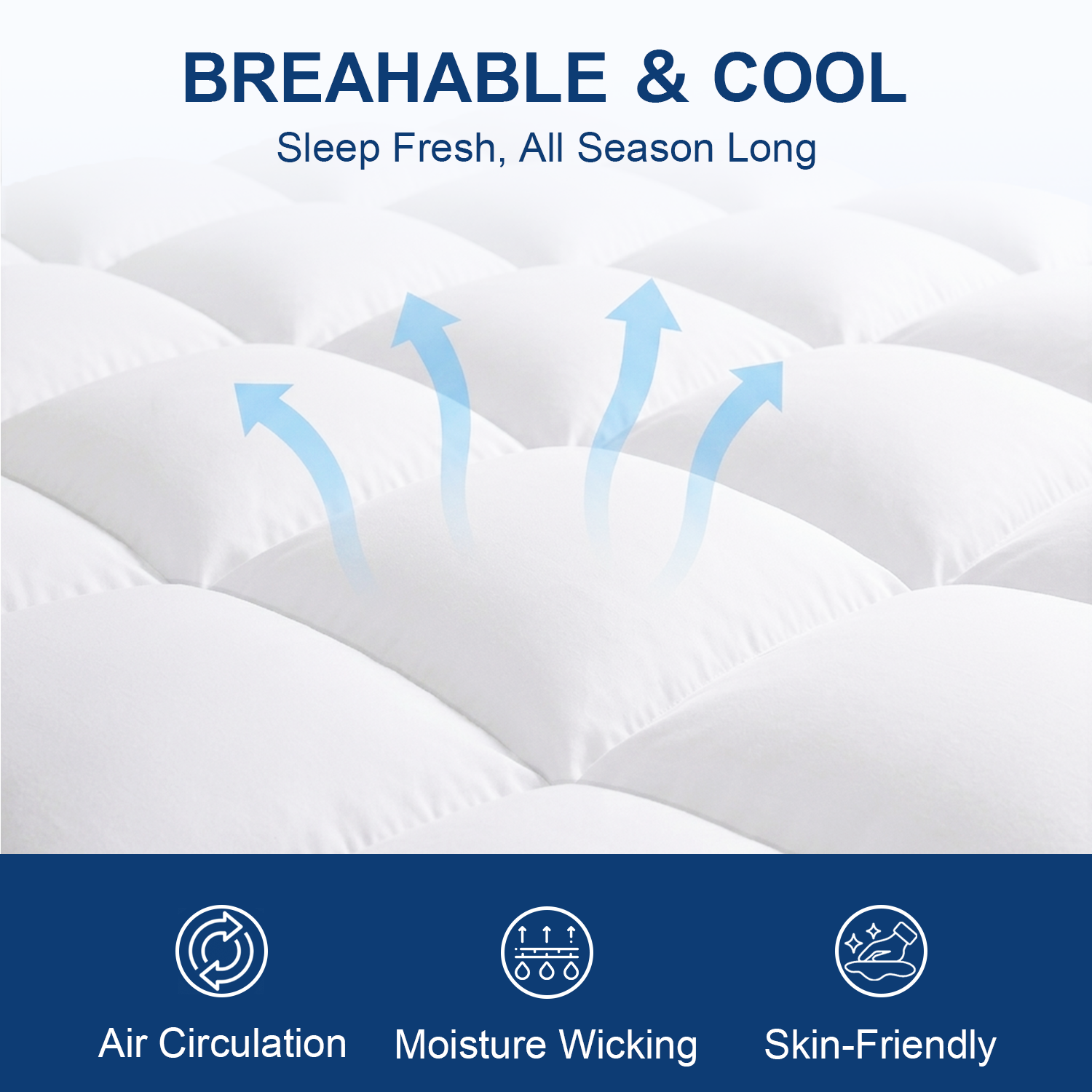 CHOKIT Luxury Soft 5D Spiral Fiber Mattress Topper, Extra Thick Mattress Pad Cover for Back Pain Relief, Cooling Breathable Pillow Top Protector with 8-21" Deep Pocket, All Season Bedding