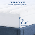 CHOKIT Luxury Soft 5D Spiral Fiber Mattress Topper, Extra Thick Mattress Pad Cover for Back Pain Relief, Cooling Breathable Pillow Top Protector with 8-21" Deep Pocket, All Season Bedding