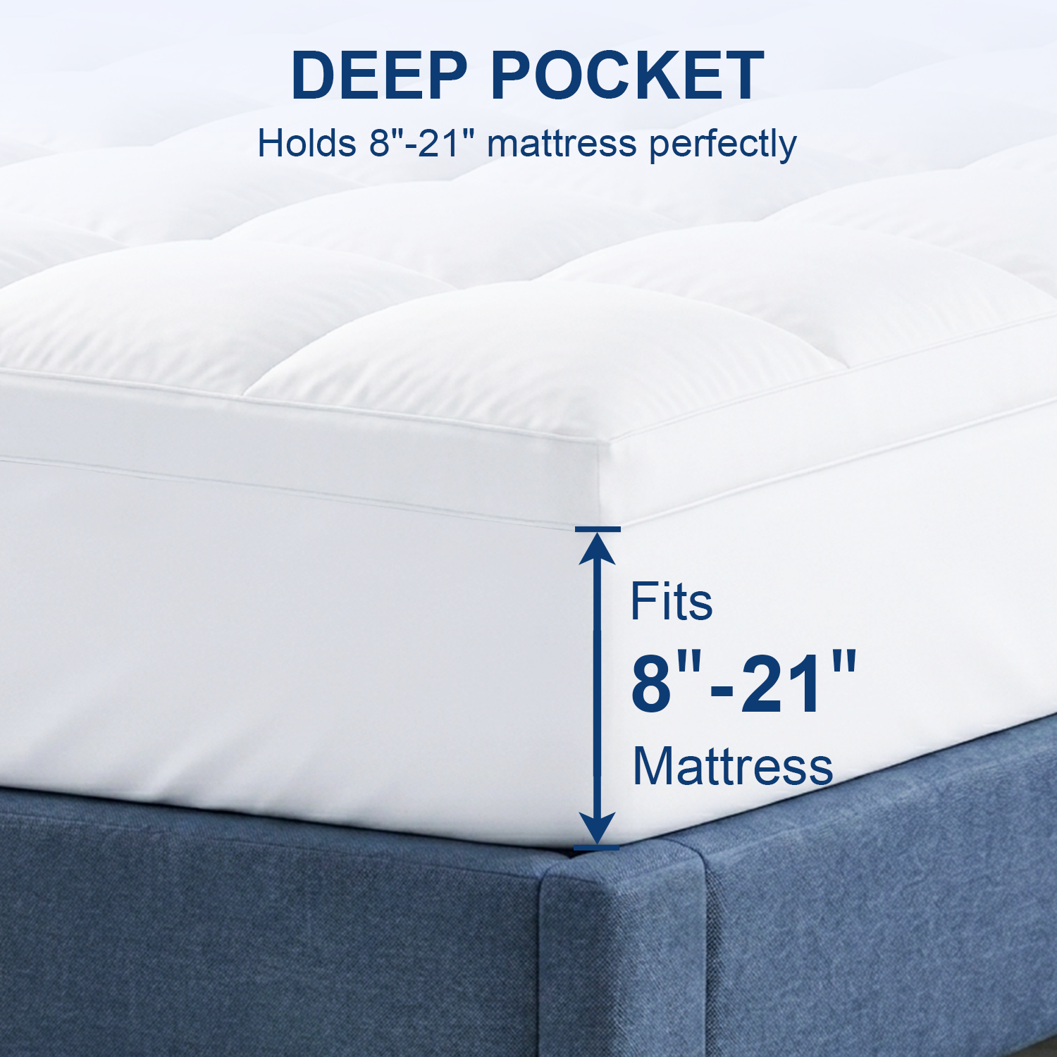 CHOKIT Luxury Soft 5D Spiral Fiber Mattress Topper, Extra Thick Mattress Pad Cover for Back Pain Relief, Cooling Breathable Pillow Top Protector with 8-21" Deep Pocket, All Season Bedding