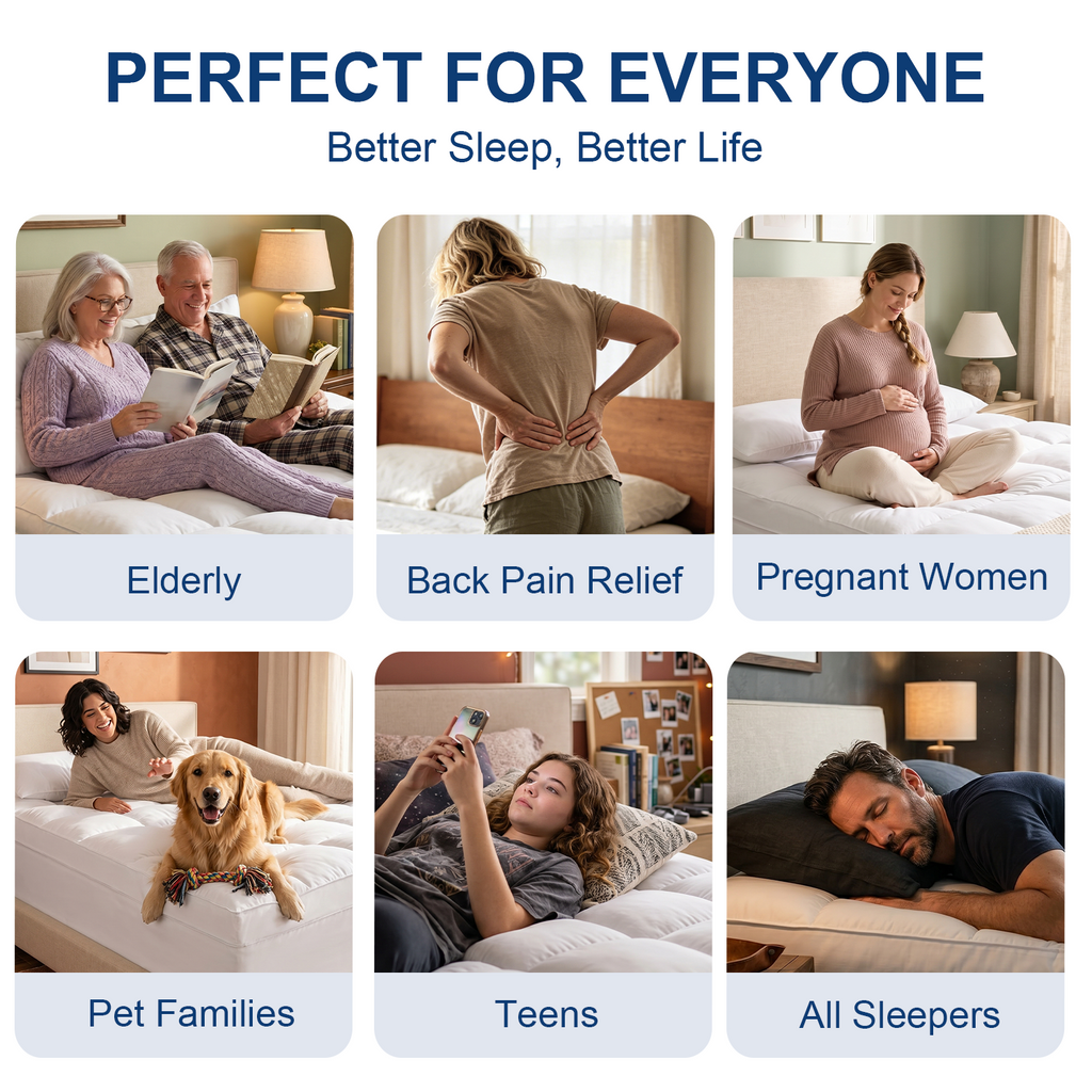 CHOKIT Luxury Soft 5D Spiral Fiber Mattress Topper, Extra Thick Mattress Pad Cover for Back Pain Relief, Cooling Breathable Pillow Top Protector with 8-21" Deep Pocket, All Season Bedding