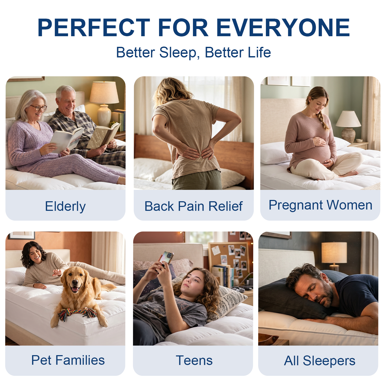 CHOKIT Luxury Soft 5D Spiral Fiber Mattress Topper, Extra Thick Mattress Pad Cover for Back Pain Relief, Cooling Breathable Pillow Top Protector with 8-21" Deep Pocket, All Season Bedding