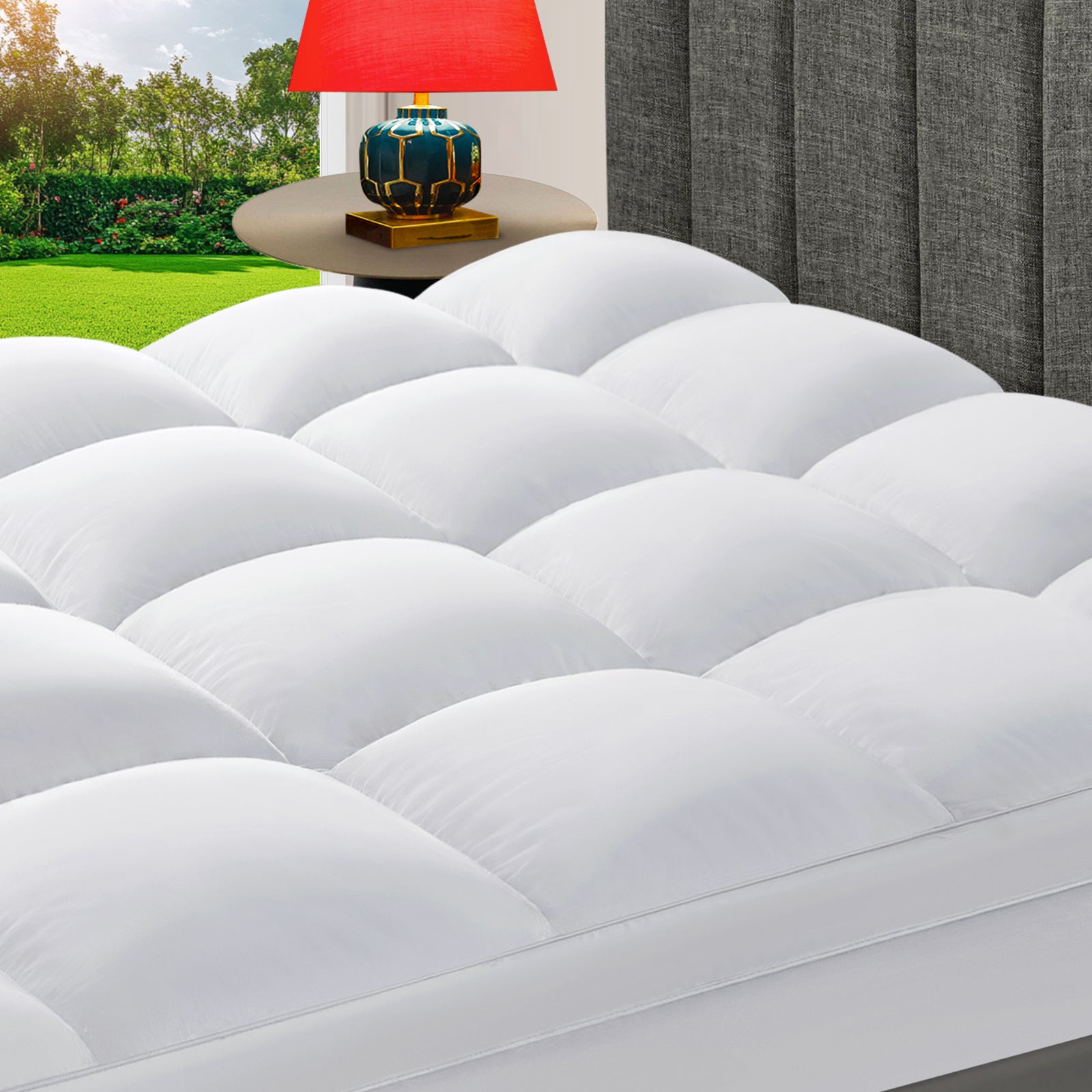 CHOKIT Luxury Soft 5D Spiral Fiber Mattress Topper, Extra Thick Mattress Pad Cover for Back Pain Relief, Cooling Breathable Pillow Top Protector with 8-21" Deep Pocket, All Season Bedding
